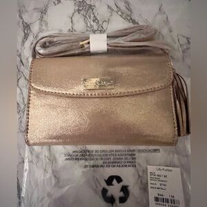 Lilly Pulitzer Metallic Gold Wristlet with Strap